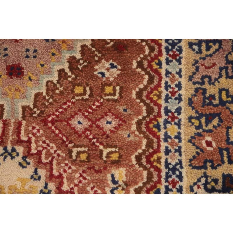 Hand-knotted Traditional Wool Orange Geometric Area Rug Oriental Carpet - 8' 3'' X 2' 7''