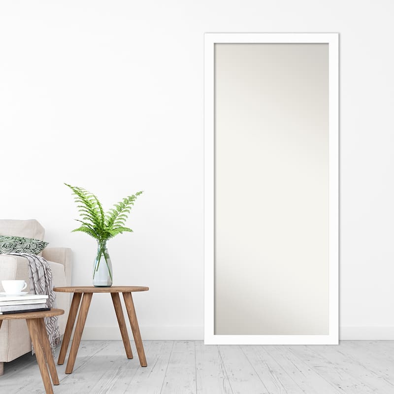 Basic Narrow Non-Beveled Wood Framed Full-Length Floor Leaner Mirror - Glass Size 24x60