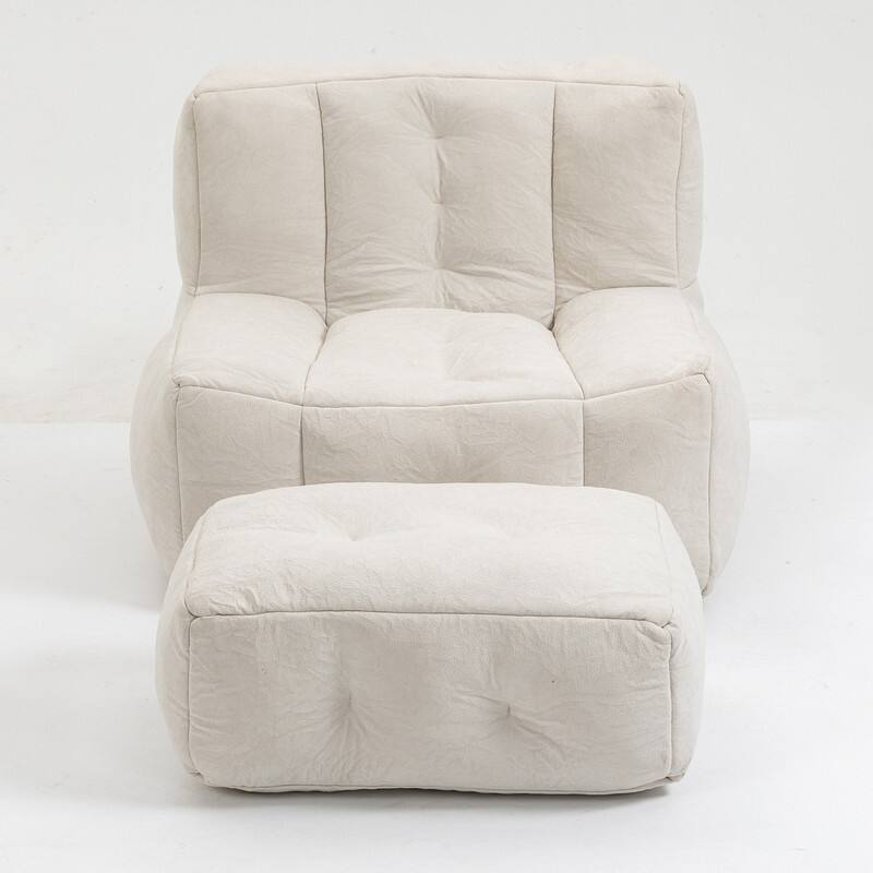 Fluffy Bean Bag Beanbag Chair with Memory Foam and Footrest