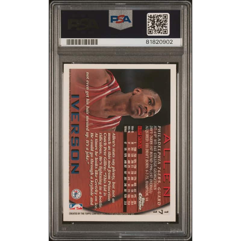 Allen Iverson 1996 Topps Chrome Signed Rookie Card #171 Auto PSA 81820902 - 8'6" x 11'6"