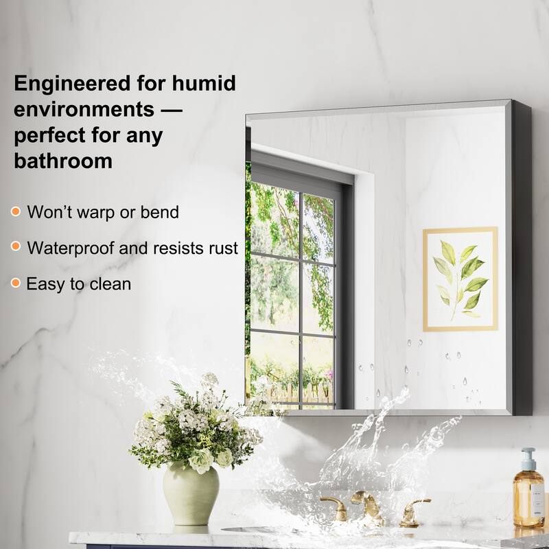 Belle Medicine Cabinet with Mirror, Adjustable Shelves, Recessed or Wall Mount