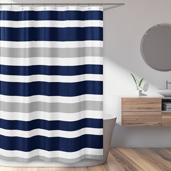 blue shower curtain