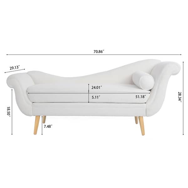 dimension image slide 1 of 2, 70.86"W Chaise Lounge with Scroll Arm