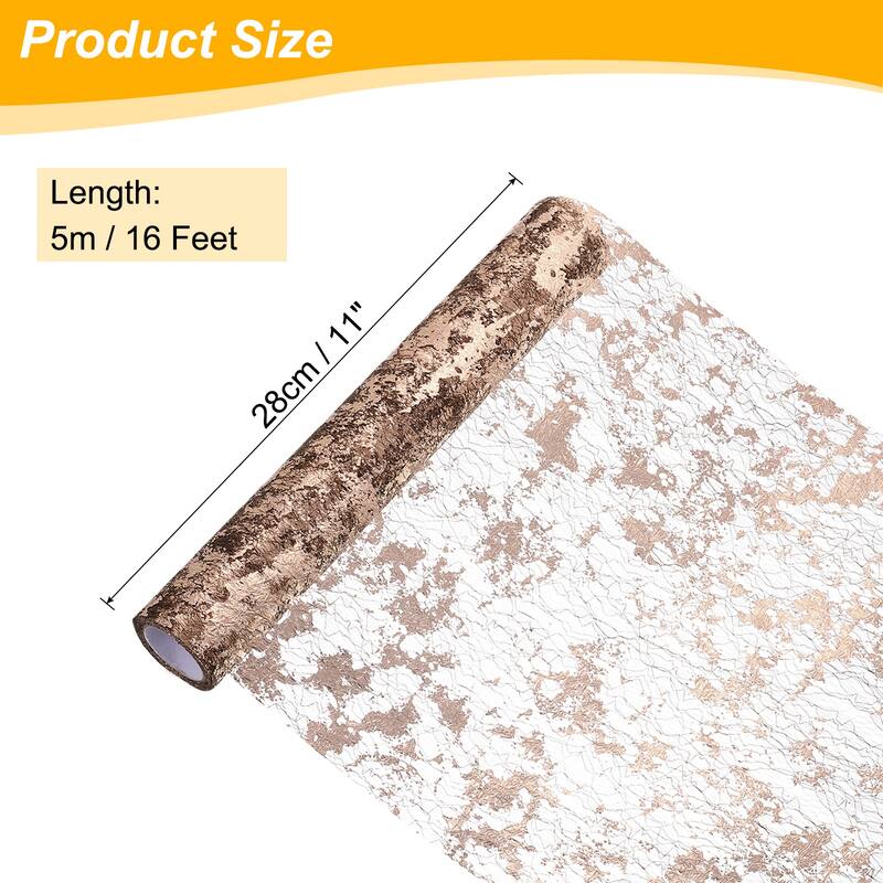 Table Runner, Sequin Gold Foil Thin Mesh Metallic Table Runner - Coffee Rose Gold - 16 Feet