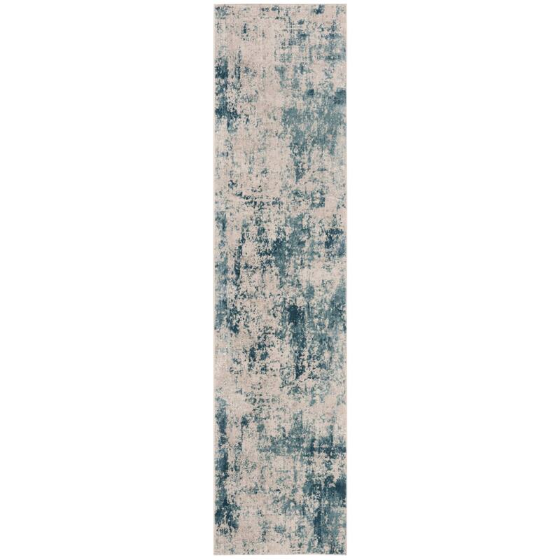 SAFAVIEH Princeton Arra Modern Distressed Rug - 2' x 7' Runner - Blue/Beige