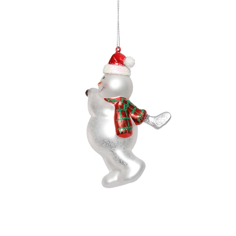 Glass Snowman Playing Golf Christmas Ornaments, Set of 6