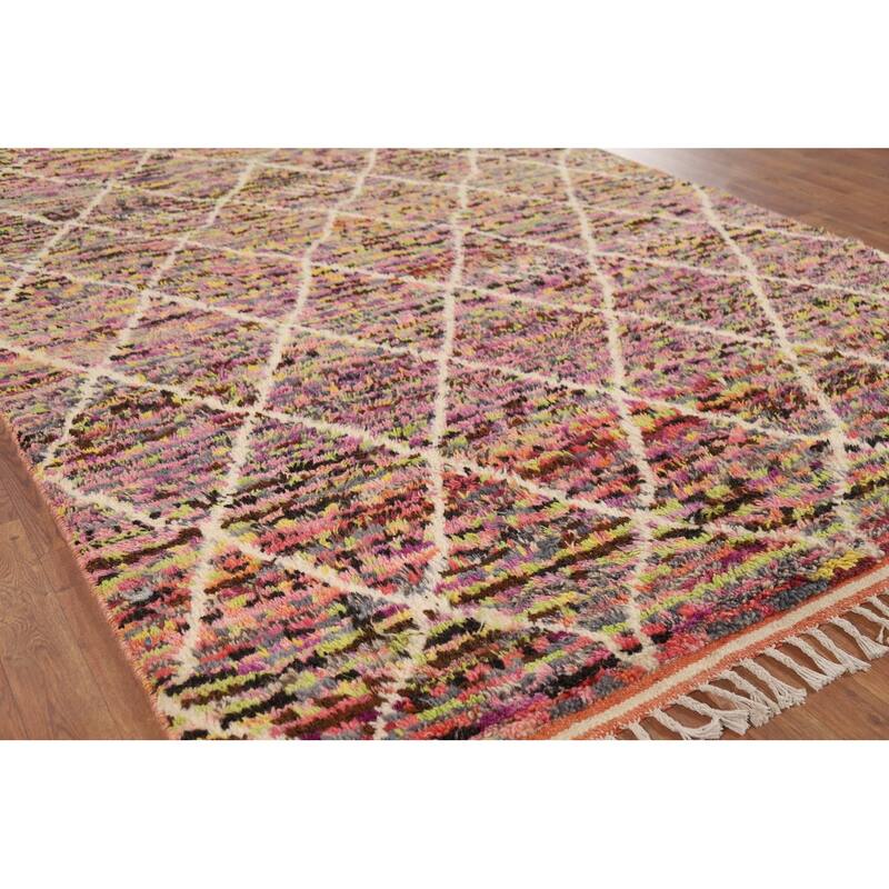 Trellis Plush Moroccan Oriental Area Rug Hand-Knotted Wool Carpet - 6'0" x 9'7"