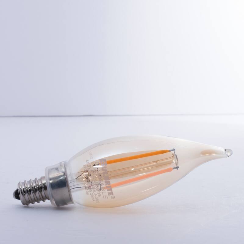 Bulbrite Pack of (4) 2.5 Watt Dimmable Antique Filament CA10 Candelabra (E12) LED Bulb - Amber Light