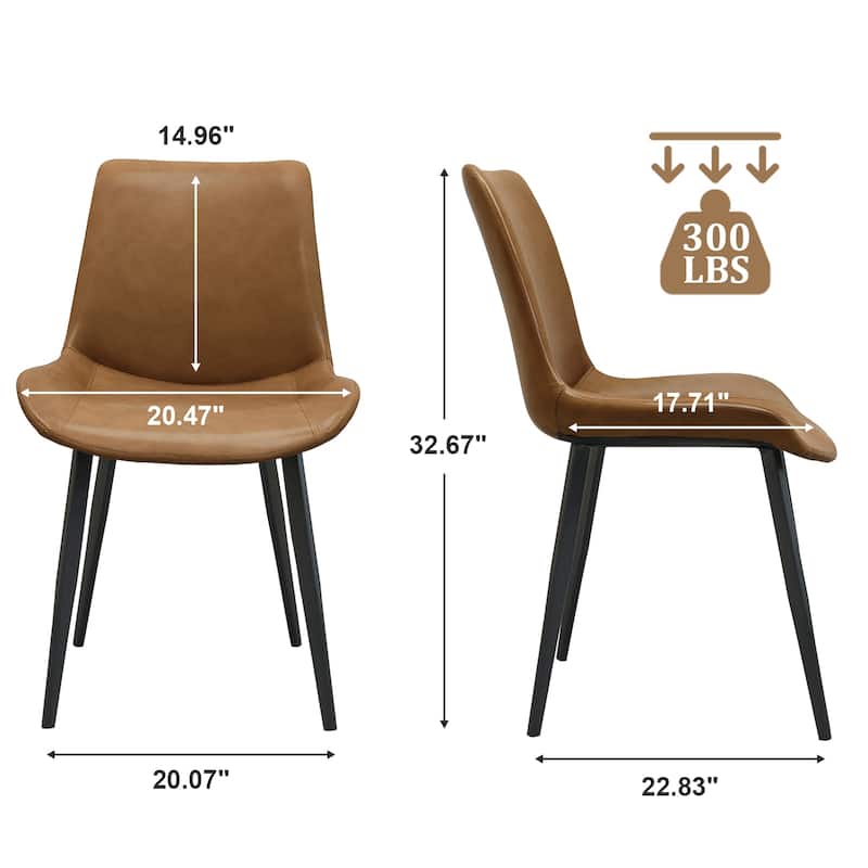 PU Leather Dining Chair with Metal Legs, Modern Upholstered Chair Set of 2 for Kitchen, Restaurant, Living, Meeting Room