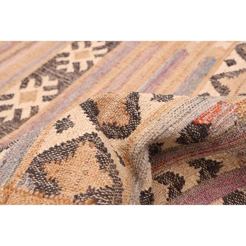 ECARPETGALLERY Flat-Weave Palas Denizli Tan Jute Kilim - 5'4 x 7'6