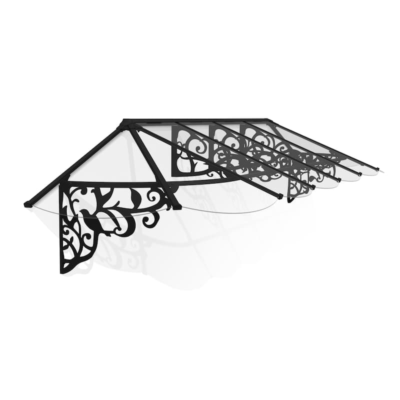 Lily 3 ft. Black/Clear Door and Window Awning