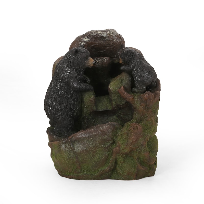 23.75" High Hand Crafted Weather Resistant Floor Fountain, Moss + Black