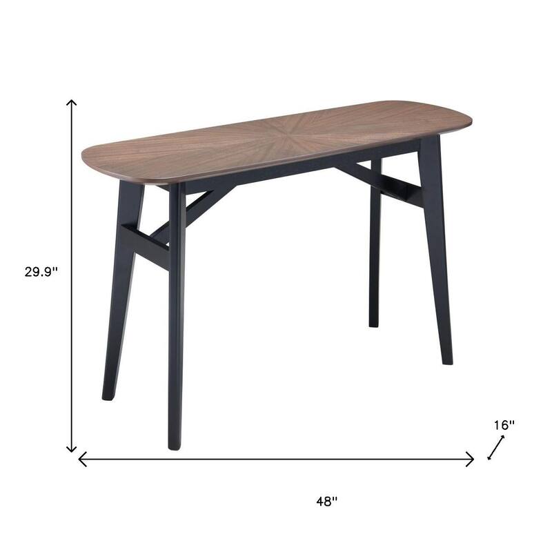 HomeRoots 48" Espresso and Black Solid Wood Oval Console Table - 48.00 in. x 29.90 in. x 16.00 in.