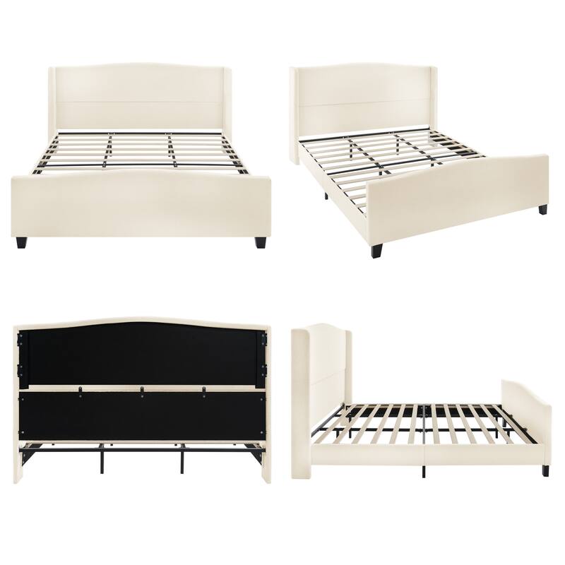 King Size Bed Frame with 49.21"High Back Upholstered Headboard