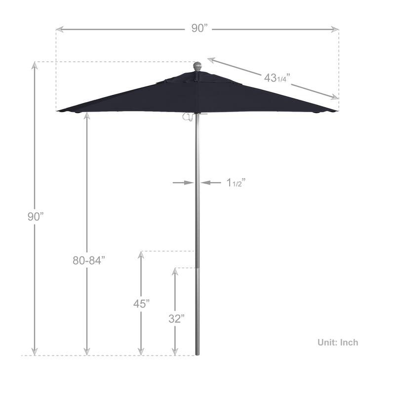California Umbrella 75' Venture Series Patio Umbrella, Silver Aluminum Pole Fiberglass Ribs Push Lift Sunbrella
