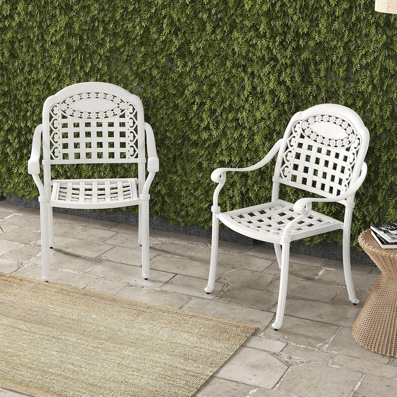2/4-Pack Stackable Aluminum Patio Chairs w/ Armrests & Adjustable Feet