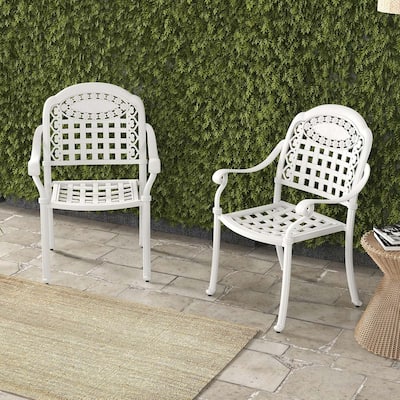 2/4-Pack Stackable Aluminum Patio Chairs w/ Armrests & Adjustable Feet