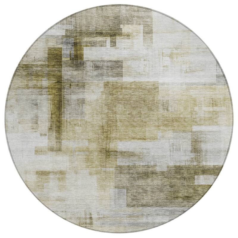 Machine Washable Indoor/ Outdoor Contemporary Abstract Chantille Rug