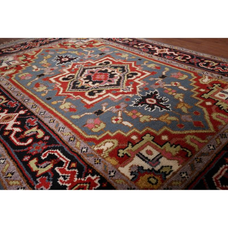 Heriz Serapi Indian Area Rug Handmade Wool Carpet - 3'11"x 5'9"