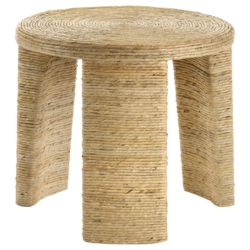 Artina Woven Rattan Round Side End Table Natural Brown - Wicker - Natural