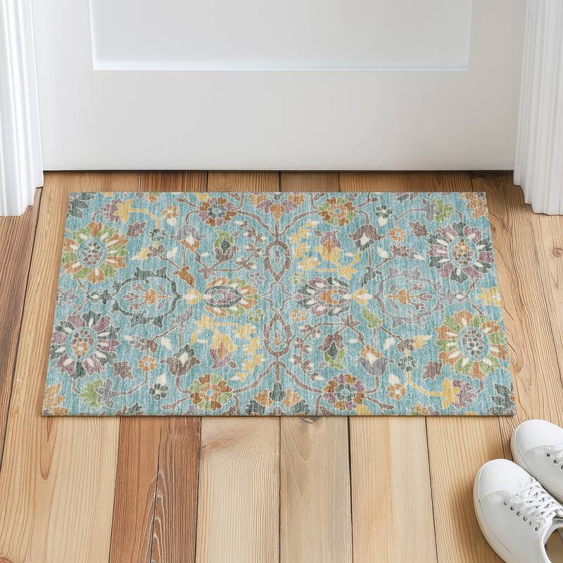 Machine Washable Indoor/ Outdoor Traditional Blanca Chantille Rug