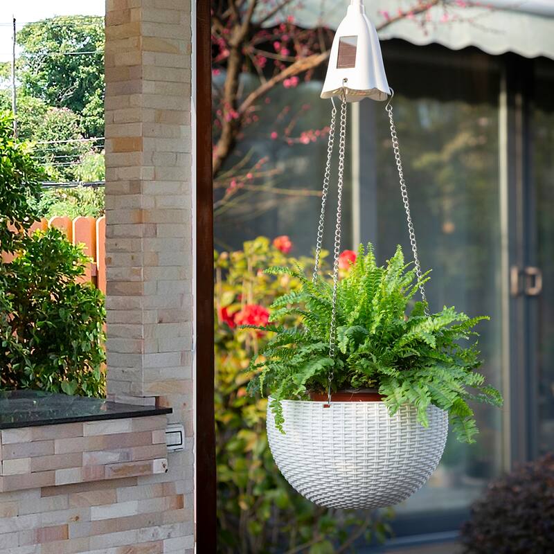 Baimuru 30-inch Height Solar Lighted Hanging Plastic Planter by Havenside Home