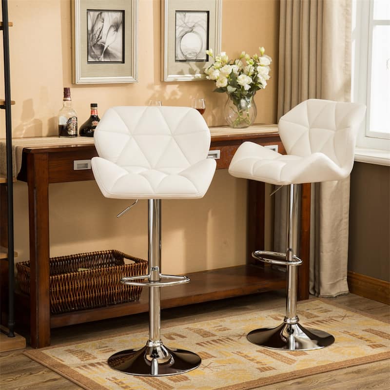 Contemporary Tufted Adjustable Height Hidraulic Bar Stools,Set of 2