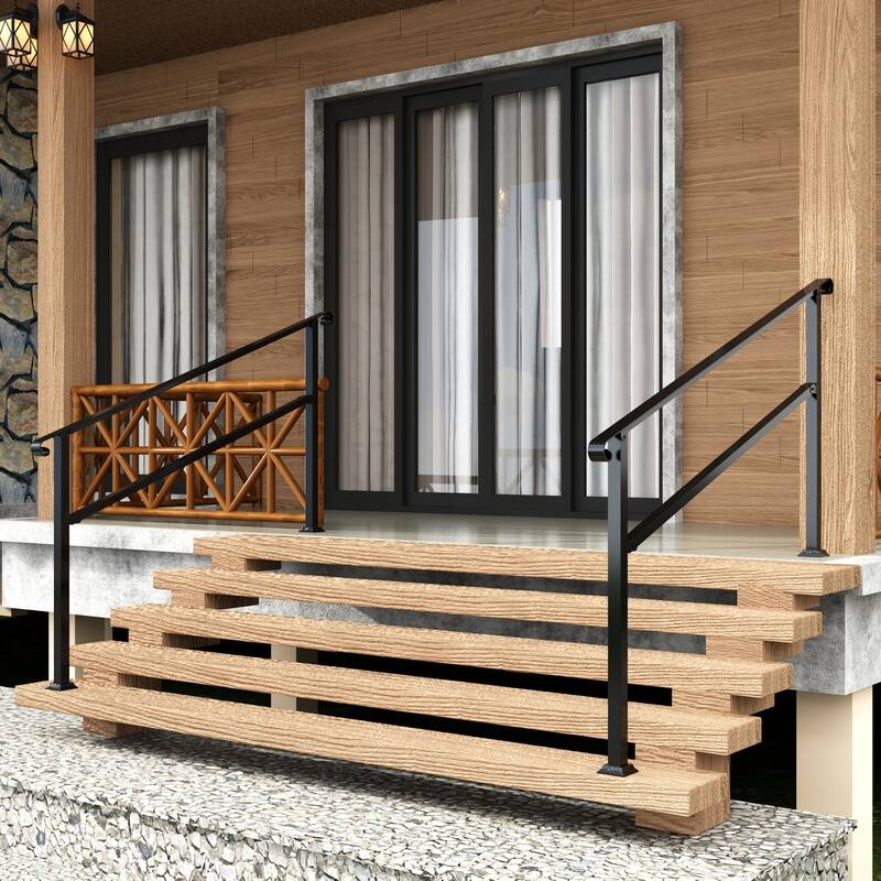 Sturdy Wrought Iron Handrail Ideal for Gardens, Porches, and Home Use