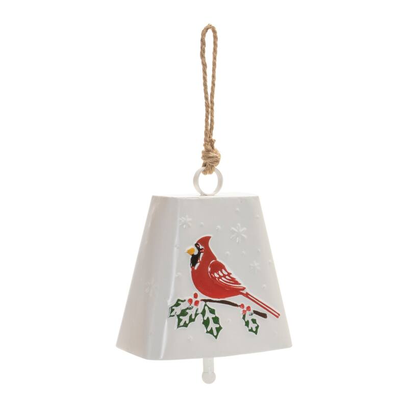 Cardinal Bird Christmas Bell Ornaments - 16" - White - 2ct