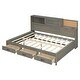 preview thumbnail 14 of 15, Full Size Platform Daybed Frame Storage Bed Relaxation Daybed Multifunctional Daybed with Center Legs & Slat Support - Grey