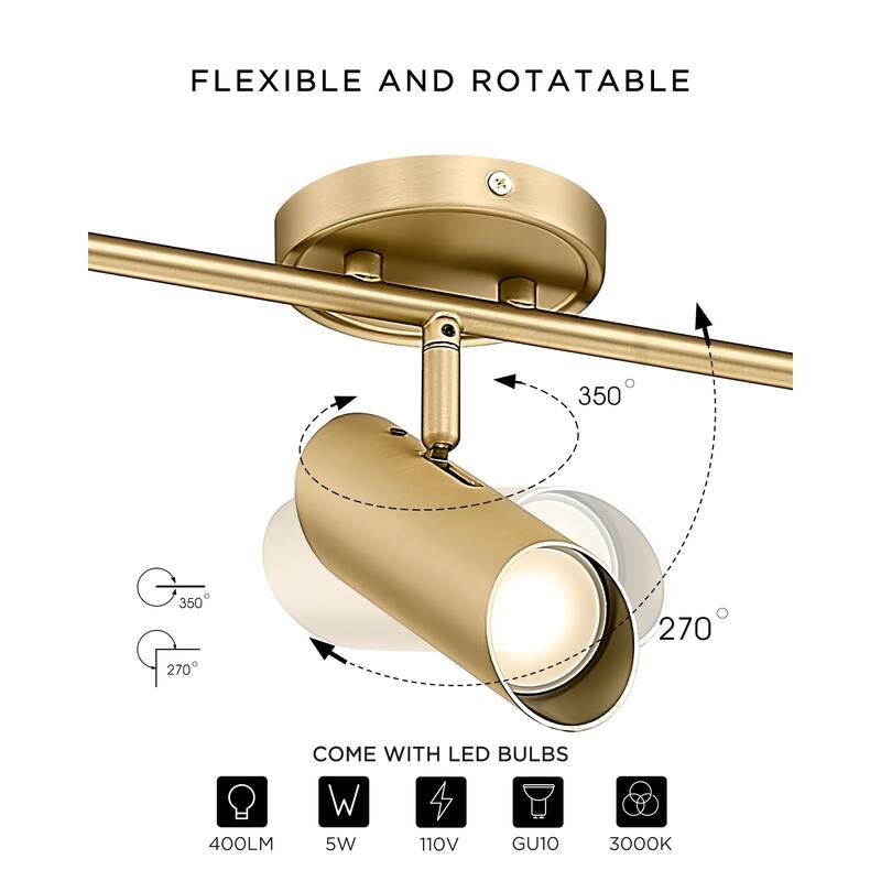 50"Ajustable 6-Light LED Track Light 350 Degree Rotatable