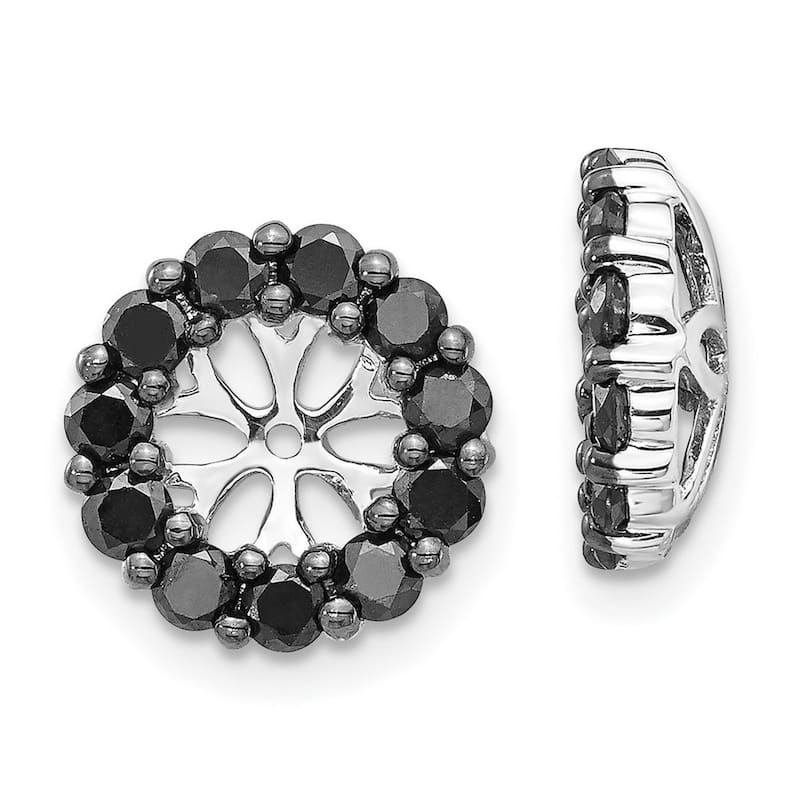 Curata 14k White Gold Black Diamond Earrings Jackets - 11x11mm Wide