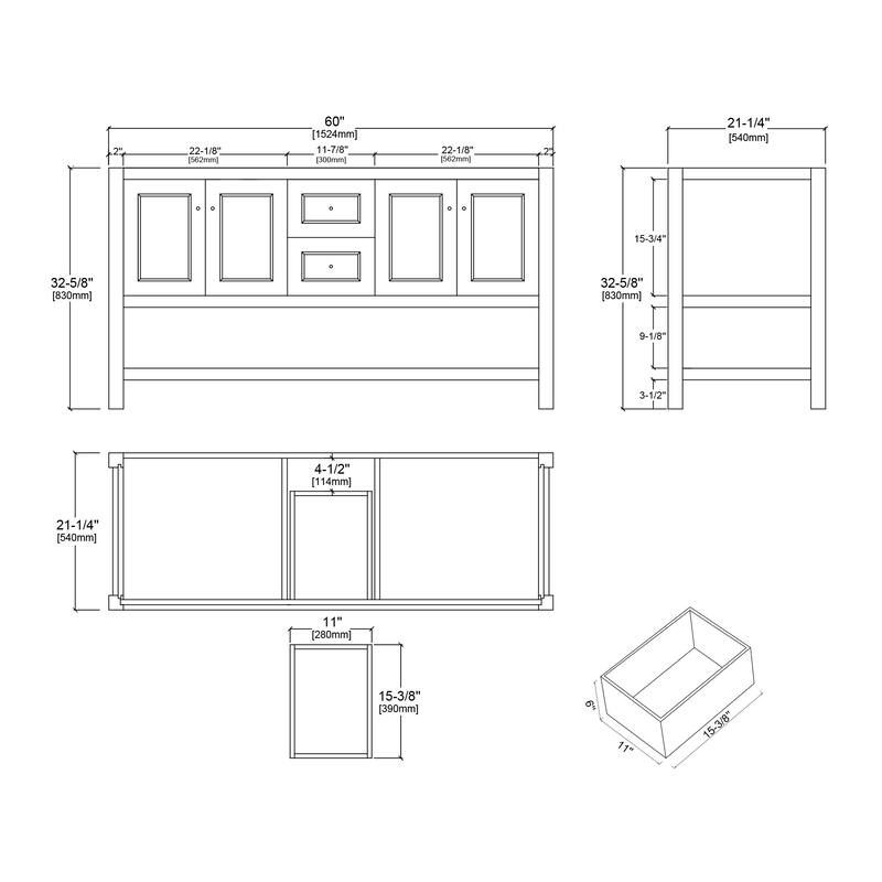 Davis 60" Single Bathroom Vanity Set