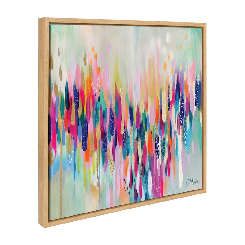 Kate and Laurel Sylvie Brushstroke 154 Framed Canvas by Jessi Raulet - 22x22 - Natural
