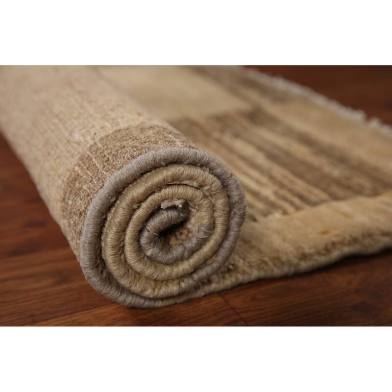 Hand Knotted Oriental 100% Wool Carpet Tribal Modern Beige & Ivories Gabbeh (kashkoli) Area Rug - 3' 2'' X 2' 0''