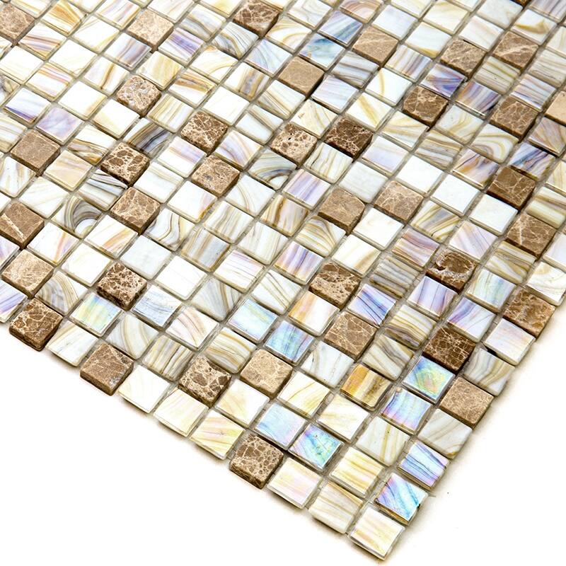 Apollo tile 12" x 12" Mingles Glossy Beige Glass Tile (18.69 sq ft/case) - 20 Pack