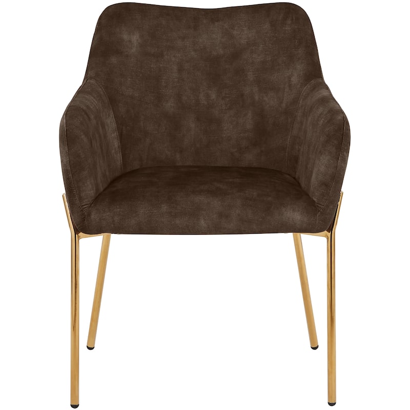 Zaire Upholstered Dining Chair in Velvet/Leather/Boucle with Gold Chrome Iron