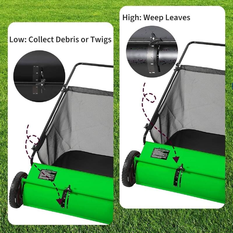 21 Inch Manual Push Lawn Sweeper, 3.5 Cu. Ft. Hopper Capacity Grass Sweeper for Yard and Garden Clean up