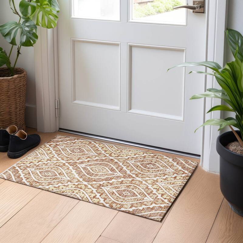 Premium Washable Super Soft Diamond Medallions Mayfield Rug - Paprika - 1' 8" x 2' 6" - Rectangle