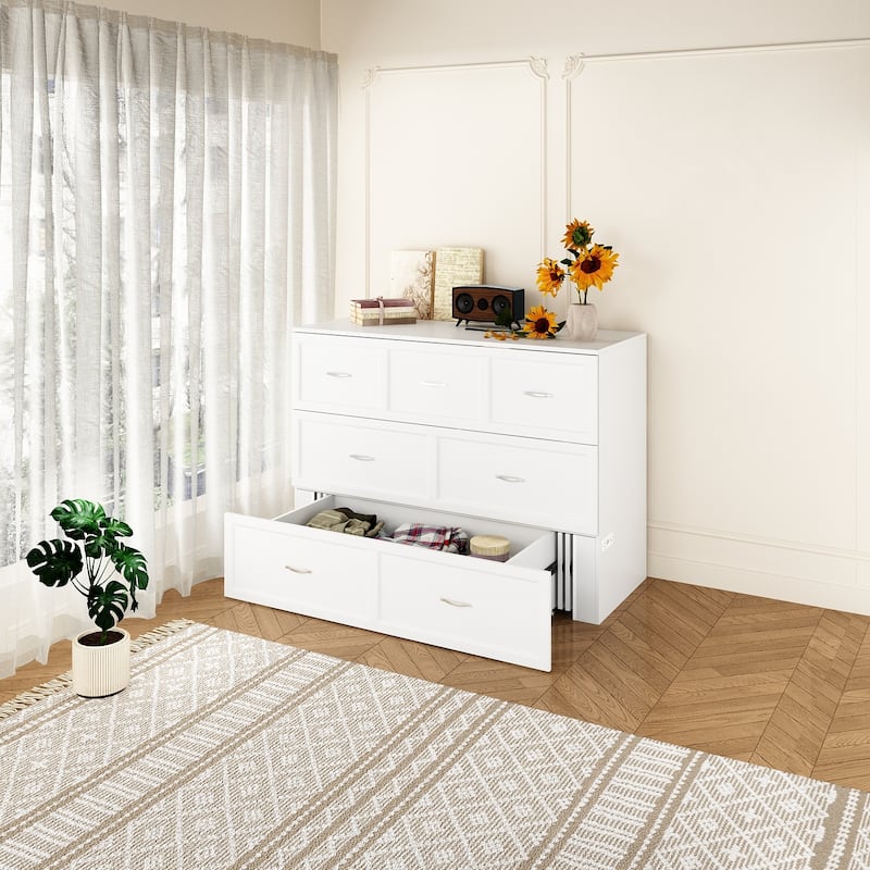 Full Size Bed Cabinet Dresser Bed w/ Drawer Convert into Cube Cabinet