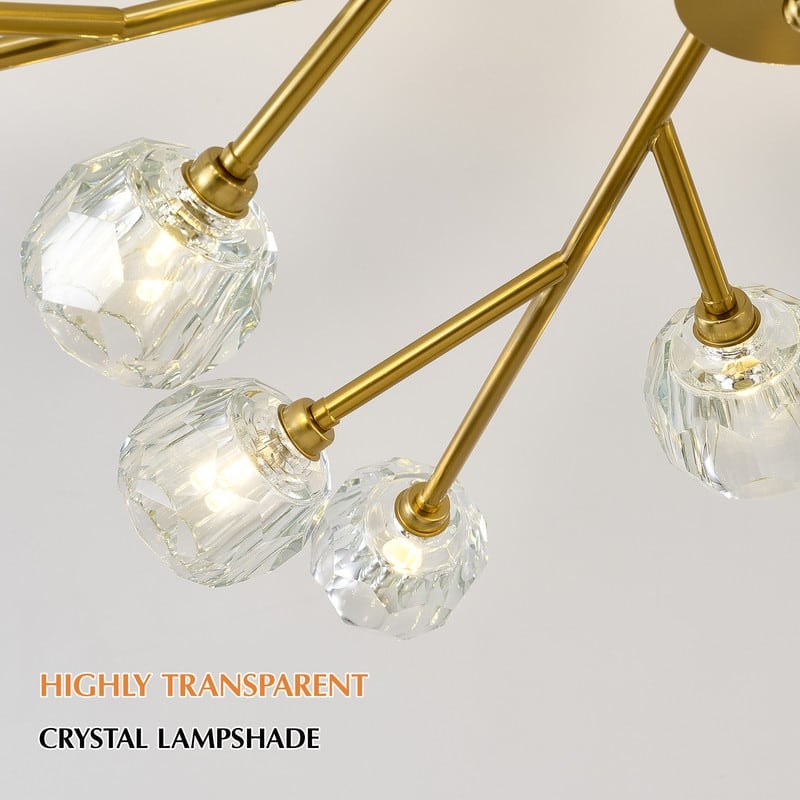 Modern Sputnik Crystal Chandelier Gold Glam Pendant Light