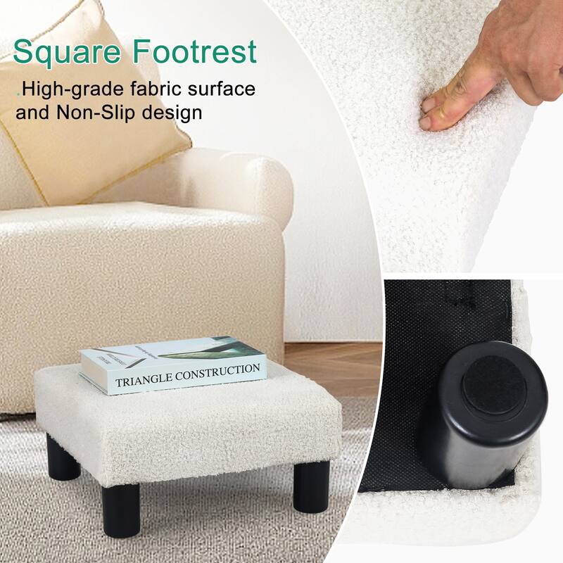 Adeco 15'' Small Ottoman Upholstered Foot Rest