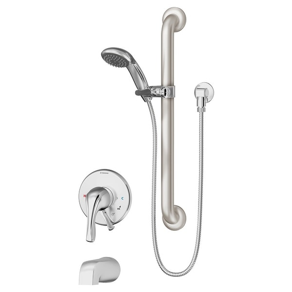 Symmons S-9604-PLR-1.5 Origins Tub and Shower Trim Package with Single Function Shower Head and Rough In Valve with Double