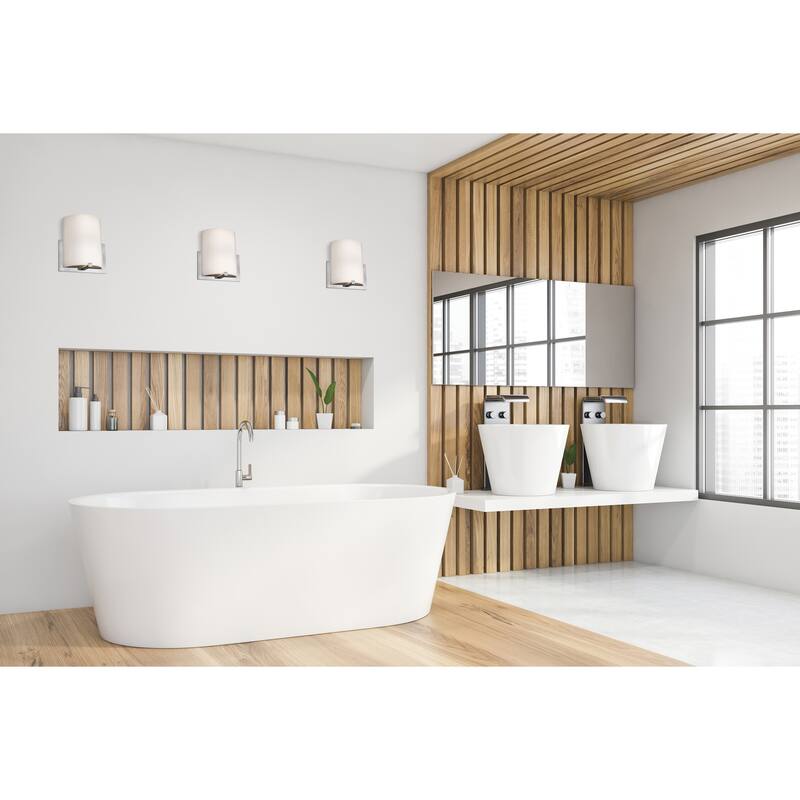 Access Lighting Breez - 2-Light Wall Sconce- LED - Brushed Steel Finish - Opal Glass Shade