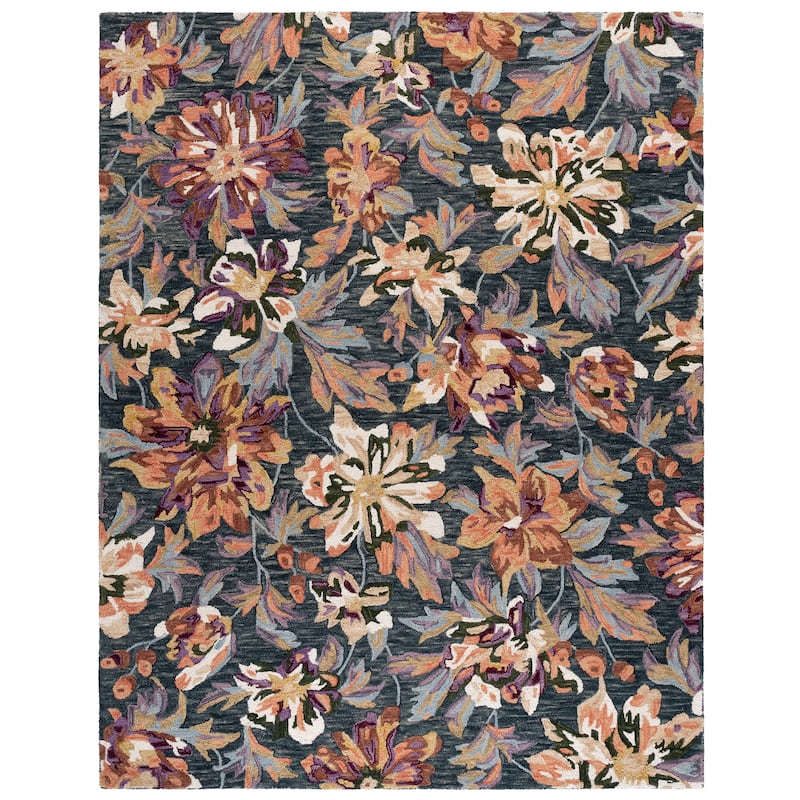SAFAVIEH Handmade Blossom Roselotte French Country Floral Wool Rug - 10' x 14' - Ivory/Plum