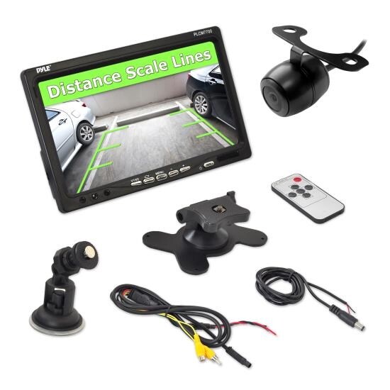 7'' Window Suction Mount TFT/LCD Video Monitor w/ Universal Mount Rearview Backup Color Camera w/ Distance Scale Line Camera