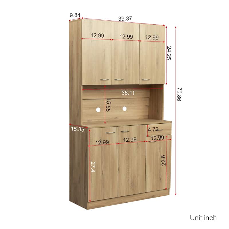 Classic 6 Door Design with Wooden Wardrobe with Drawers and Open Storage Space. for Bedroom Storage Cabinet Wardrobe