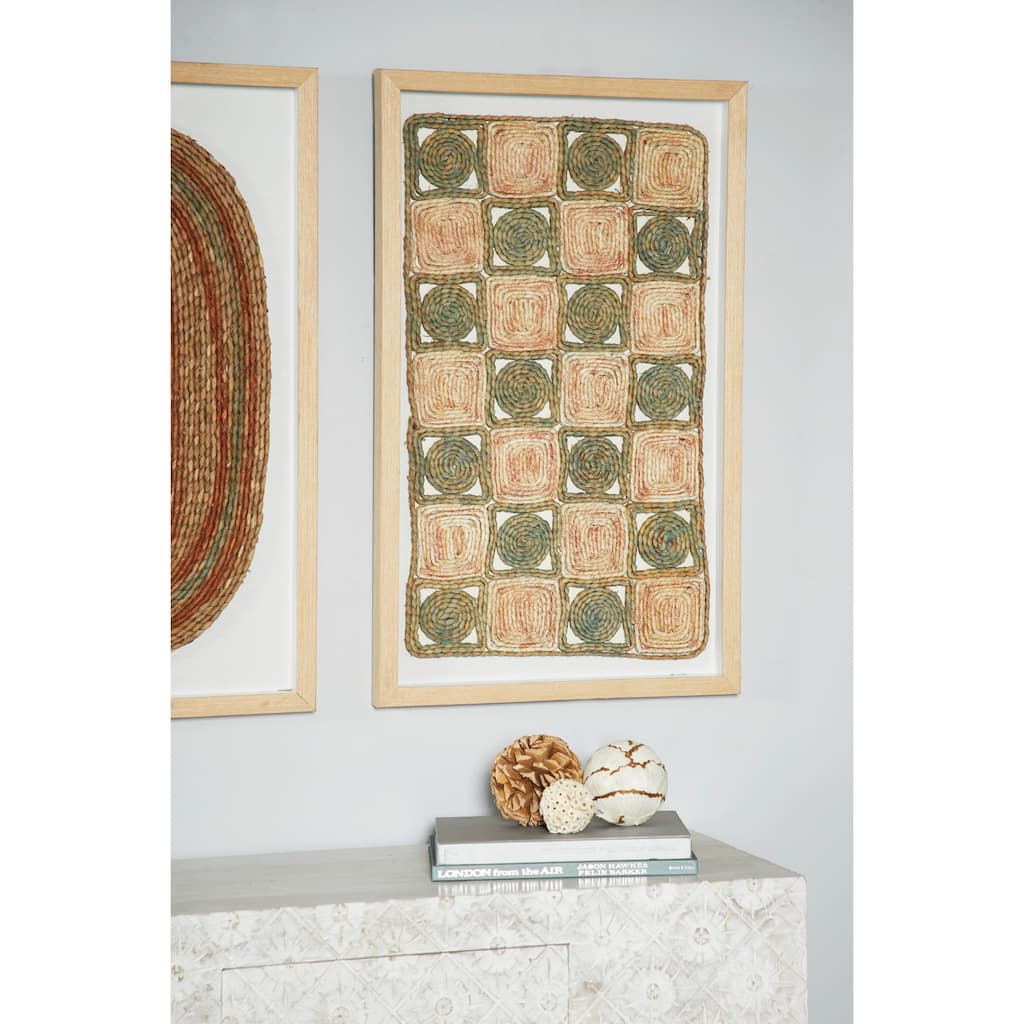 Large Rectangular Shadow Box w/ Checkerboard Rope Abstract Wall Art 18 x 30 - 18 x 2 x 30
