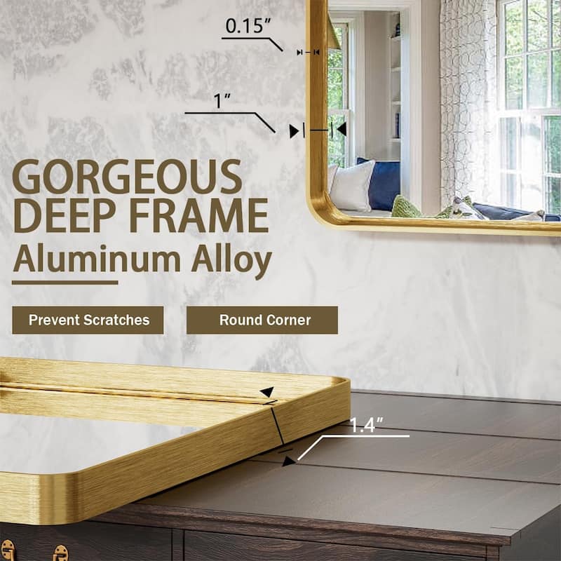 24 Inch Round Bathroom Mirror - Wall Mounted Circle Mirror with Metal Frame, Modern Mirror Suitable for Bathroom