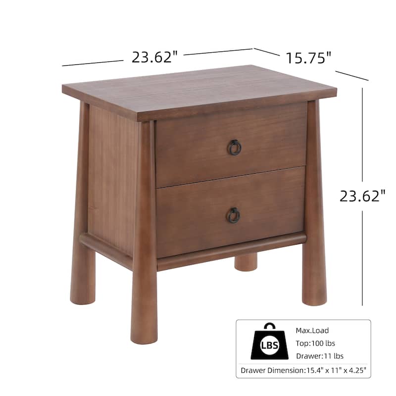 Christopher Knight Home - Modern Minimalist 23.62" Nightstand with Solid Wood Round Tapered Legs, Multi-Functional Use